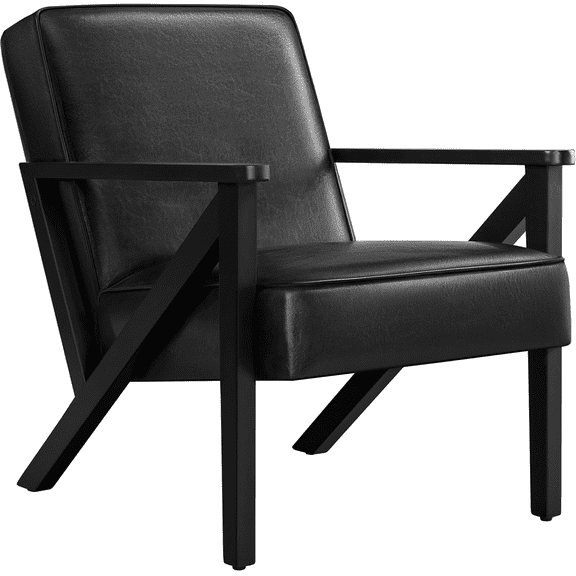 Renwick Modern Faux Leather Accent Chair for Living Room, Black