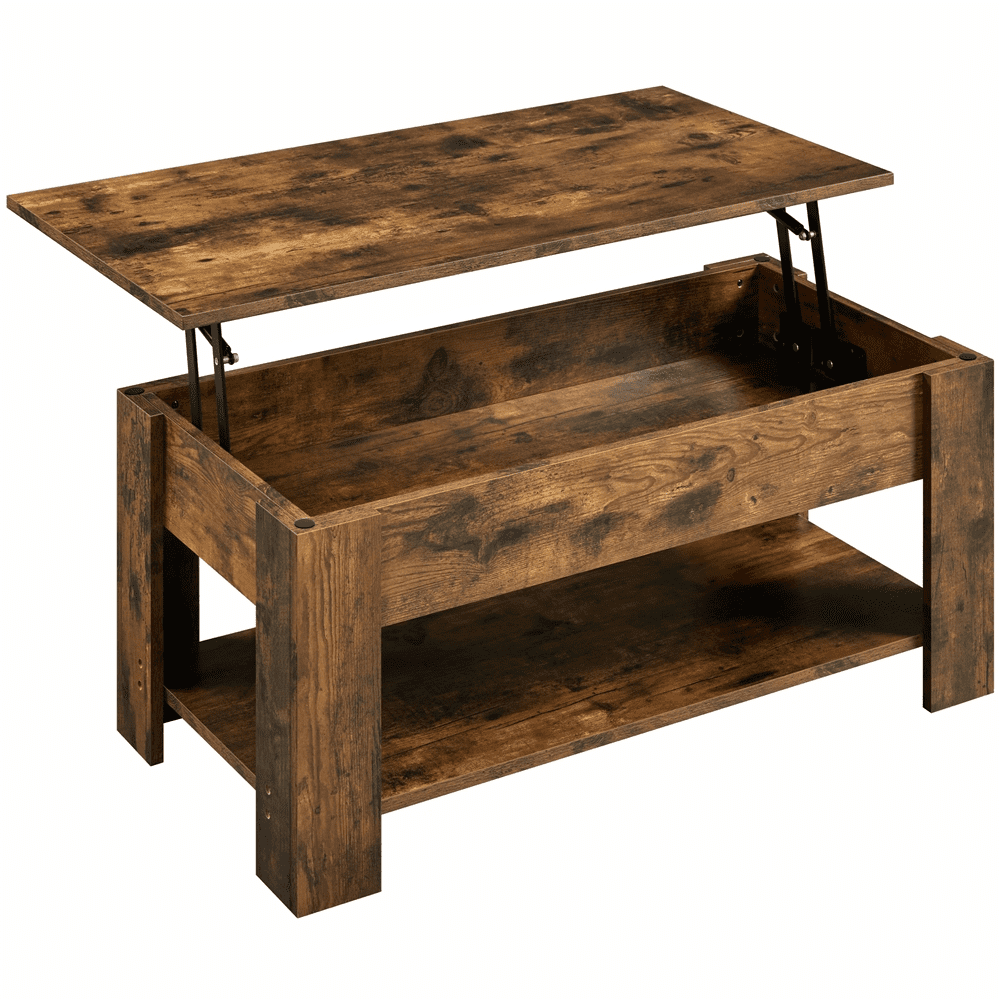 Renwick Modern Lift Top Coffee Table for Reception, Rustic Brown
