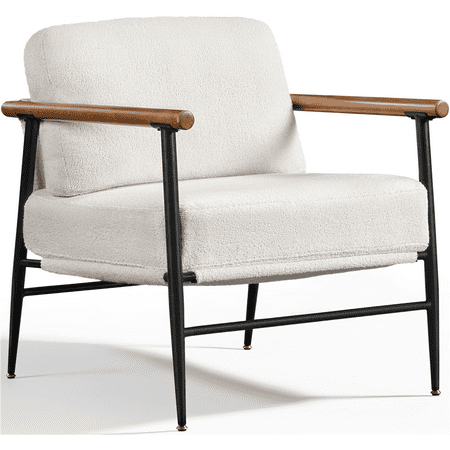 Renwick Modern Upholstered Boucle Accent Chair, Ivory