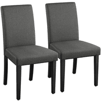 Renwick Modern Upholstered Dining Chairs with Solid Wood Legs, Set of 2, Dark Gray