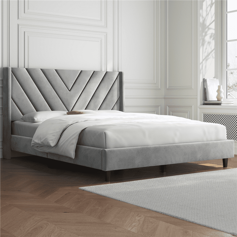 Renwick Full Size Upholstered Platform Bed Frame with Tufted Renwick Full Size Upholstered Platform Bed Frame with Tufted