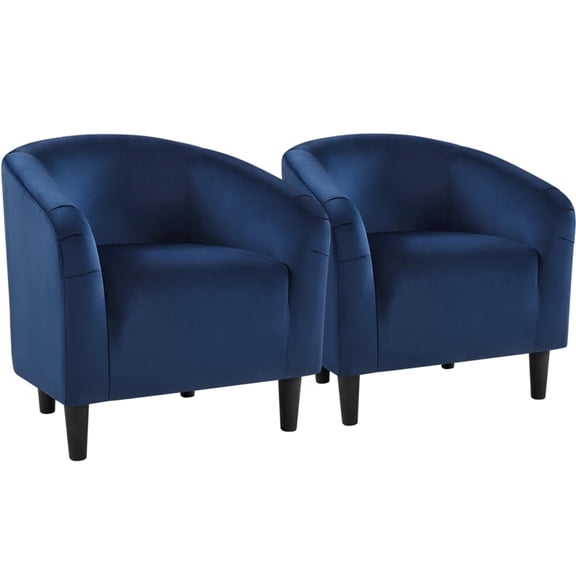 Renwick Modern Upholstered Tub Chair, Set of 2, Navy Blue Velvet
