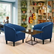 Renwick Modern Upholstered Tub Chair, Set of 2, Navy Blue Velvet