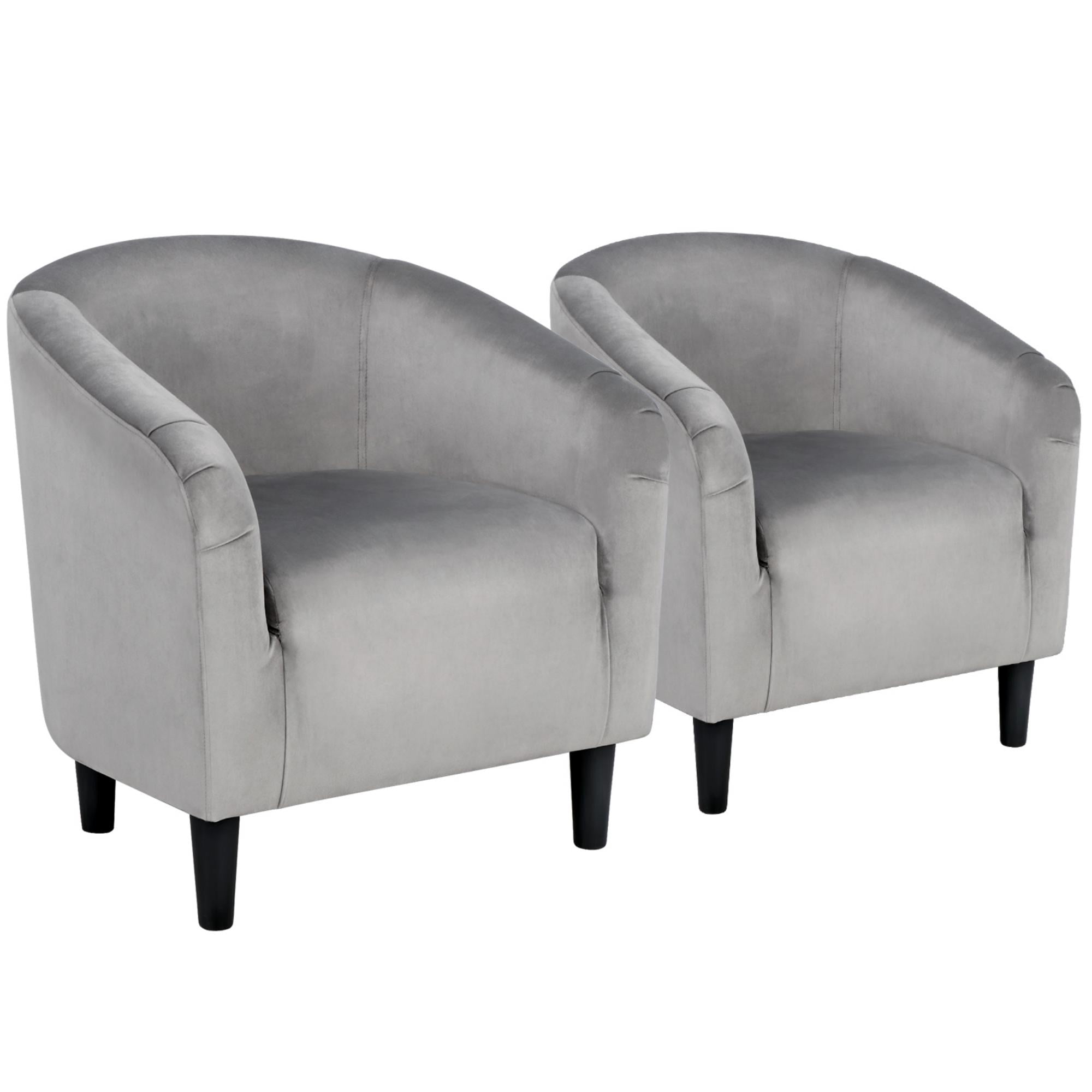 Renwick Modern Upholstered Tub Chair for Livingroom, Set of 2, Gray Velvet