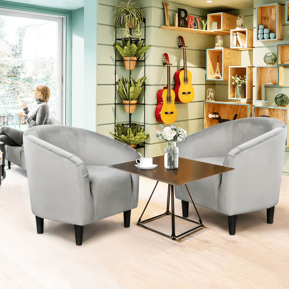 The Coupon deal of  Free Shipping! Renwick Modern Upholstered Tub Chair, Set of 2, Gray Velvet