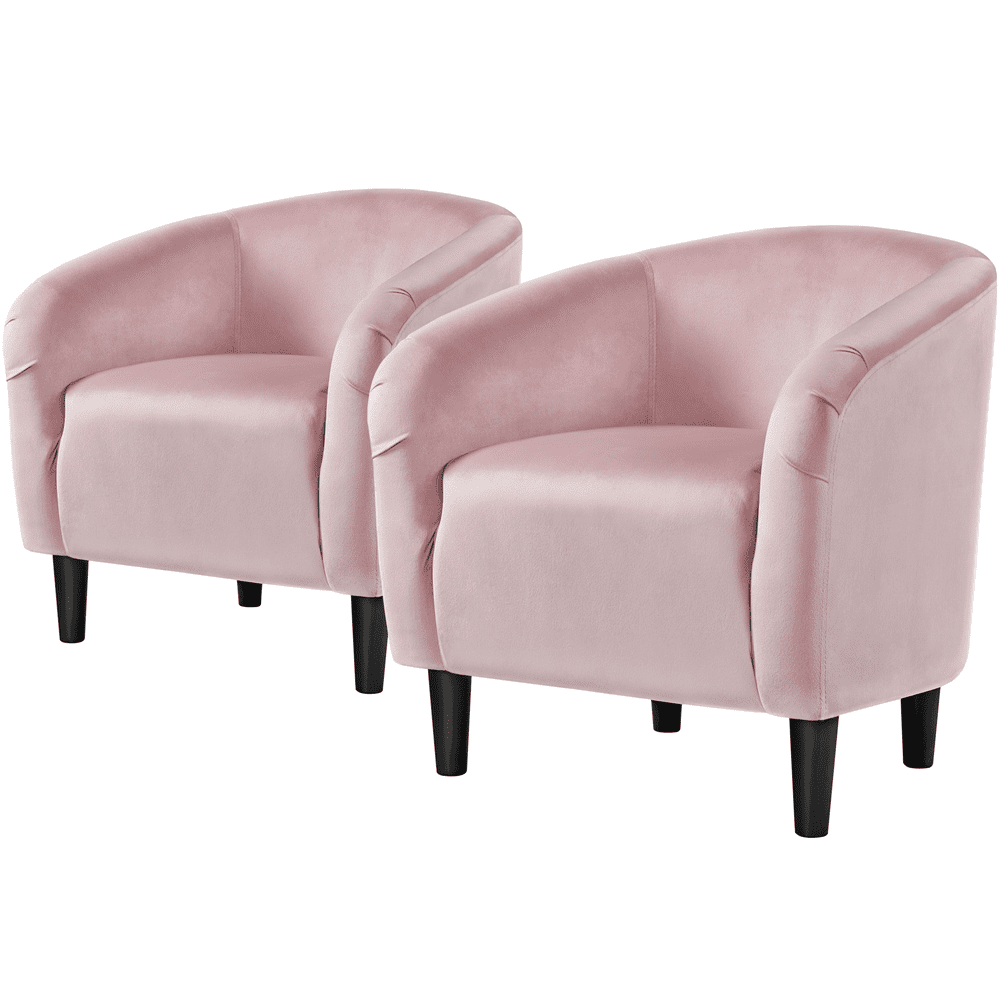 Renwick Modern Upholstered Tub Chair for Livingroom, Set of 2, Pink Velvet