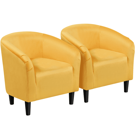Renwick Modern Upholstered Accent Chair for Living Room, Set of 2, Yellow Velvet
