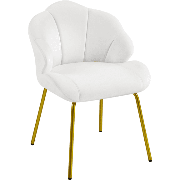 Renwick Modern Velvet Accent Chair with Golden Metal Legs for Living Room, White