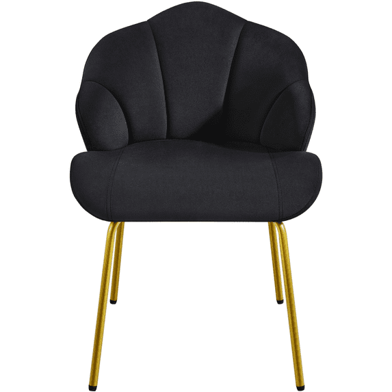 Renwick Modern Velvet Accent Chair with Shell-Shaped Backrest, Black