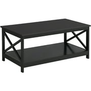Renwick Modern Wooden x-Design Rectangle Coffee Table with Storage Shelf, Multiple Colors