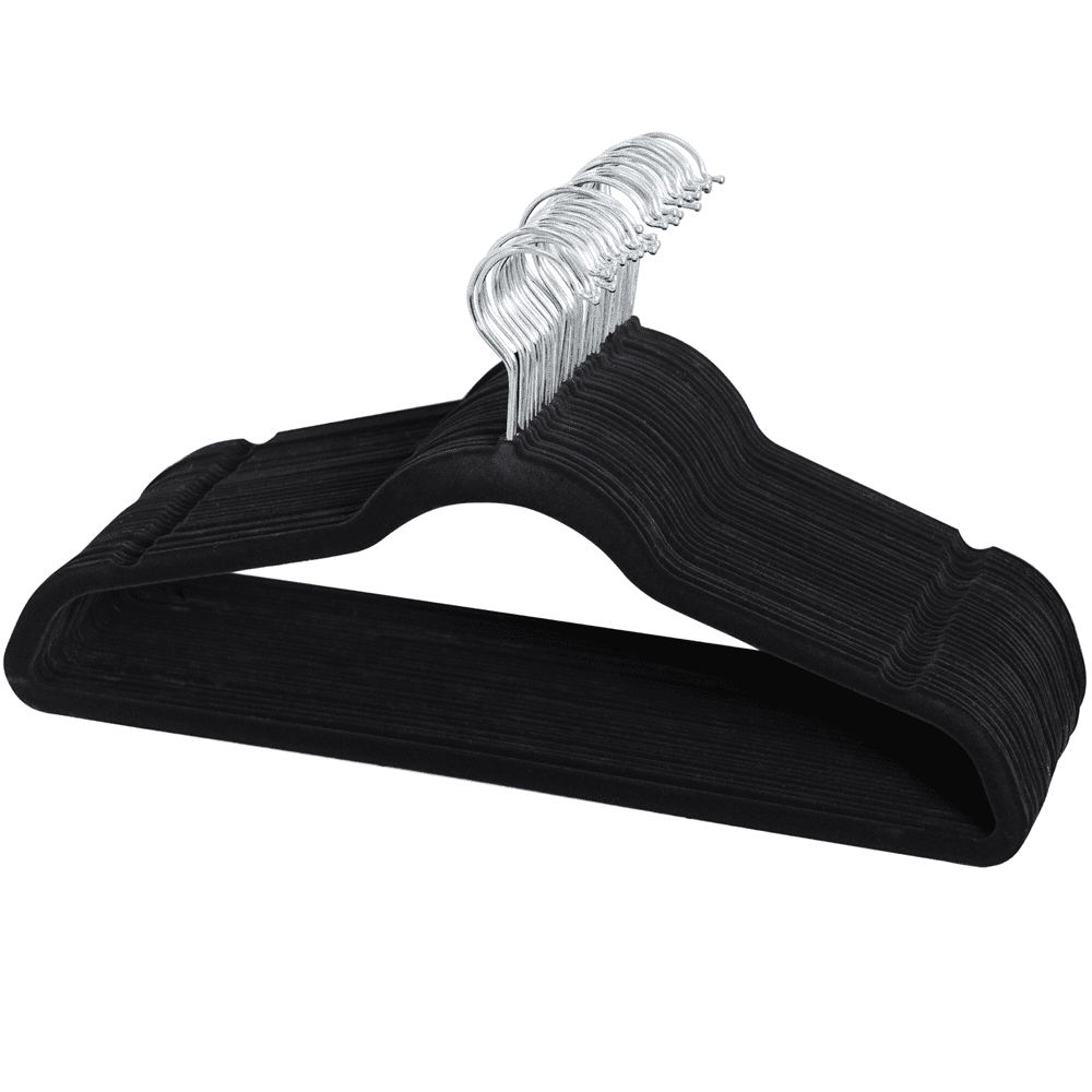 Renwick 100 Pieces Non Slip Velvet Clothing Hangers for All Ages, Black