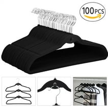 Renwick Non Slip Velvet Clothing Hangers, 100 Pack, Black