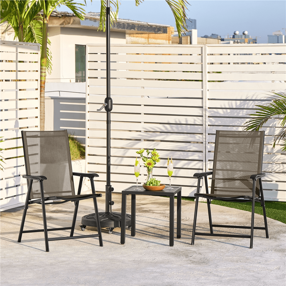 Renwick Outdoor Folding Dining Chairs with Backrest/ Armrests, Set of 4, Brown