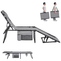 Renwick Outdoor Folding Tanning Chair with 5 Back Position, Gray