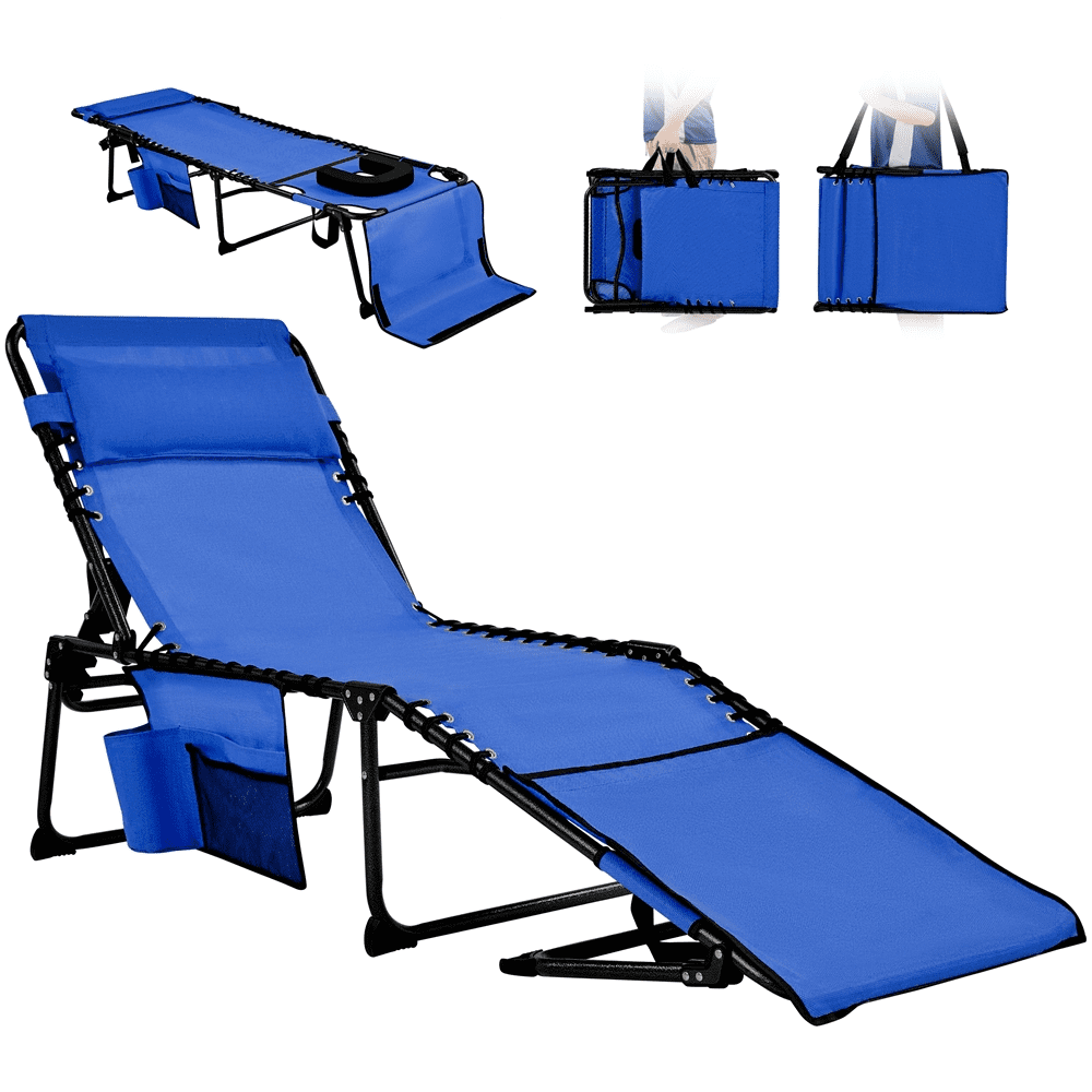 Renwick Outdoor Folding Tanning Chair with Face Hole, Blue