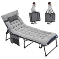 thumbnail image 1 of Renwick Outdoor Folding Tanning Chair with Removable Padded Cushion, Gray, 1 of 12