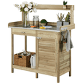 thumbnail image 1 of Renwick Outdoor Garden Potting Bench with Cabinet & Open Shelf, Light Green, 1 of 10