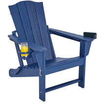 Renwick Outdoor HDPE Adirondack Chair with Cup Holder, Navy Blue