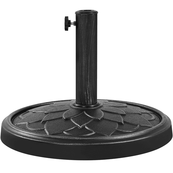 Renwick Outdoor Patio Umbrella Base Stand with Flower Petal Pattern, Black