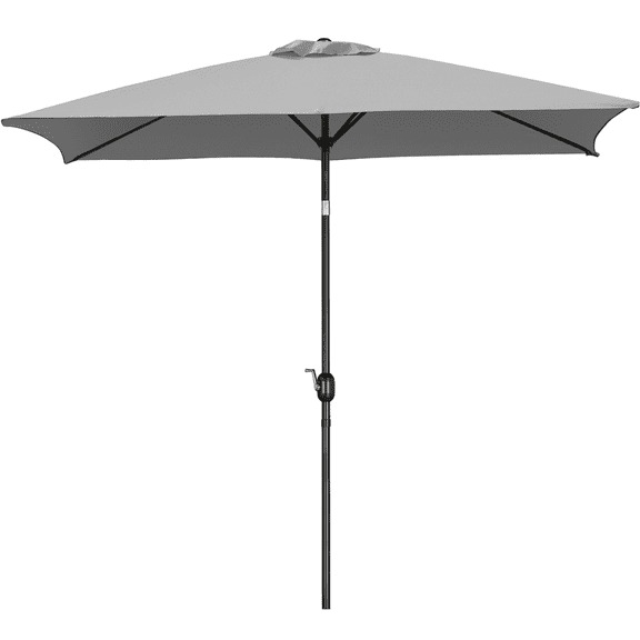 Renwick Outdoor Rectangular Patio Umbrella with Adjustable Canopy, Gray