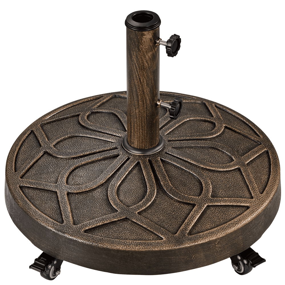 Renwick Outdoor Rolling Market Umbrella Base Stand, 46 lb, Bronze