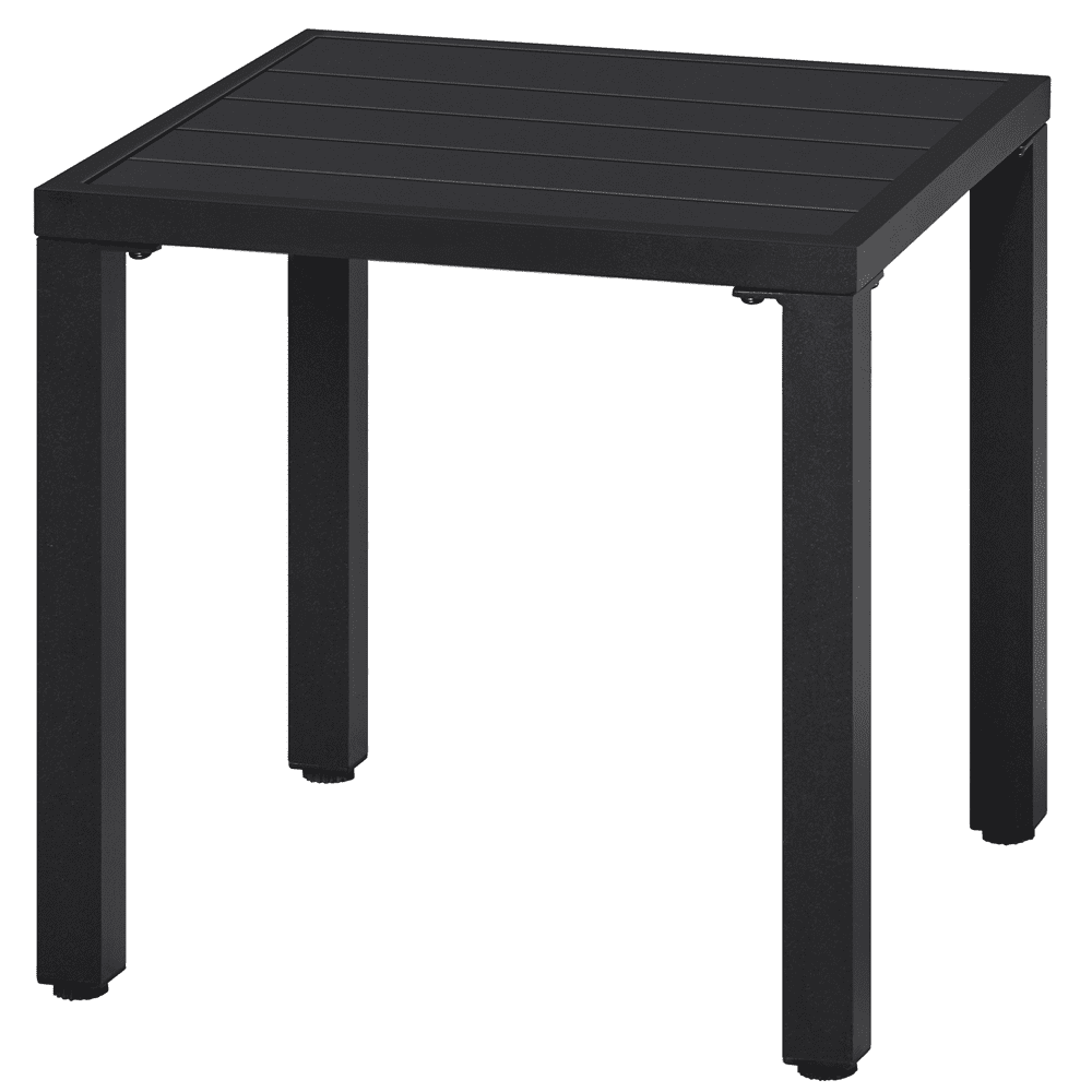 Renwick Outdoor Square Metal Side Table with Slatted Top, Black