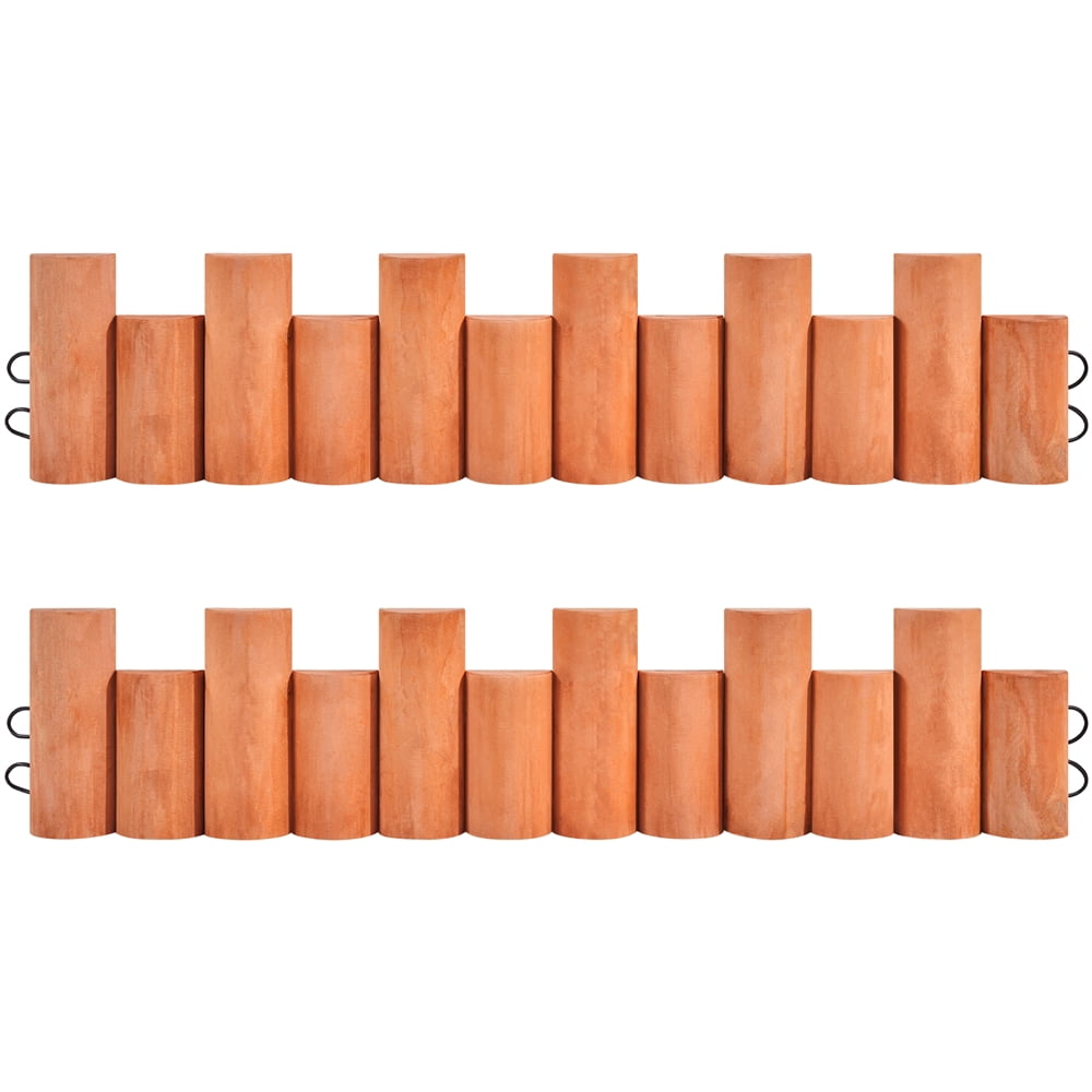 Renwick Outdoor Wooden Landscape Short Fence for Decorative Yard Patio, Set of 2, Brown
