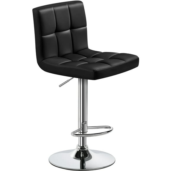 Renwick PU Leather Height Adjustable Bar Stool with Backrest, Black