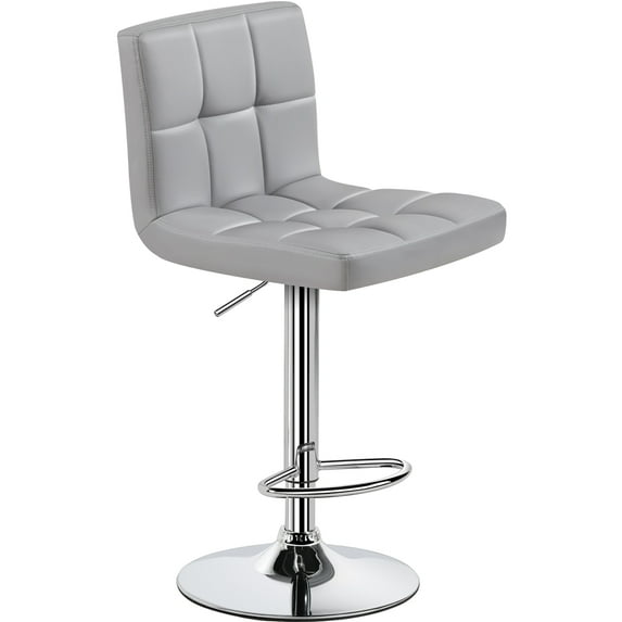 Renwick PU Leather Height Adjustable Bar Stool with Backrest, Light Gray