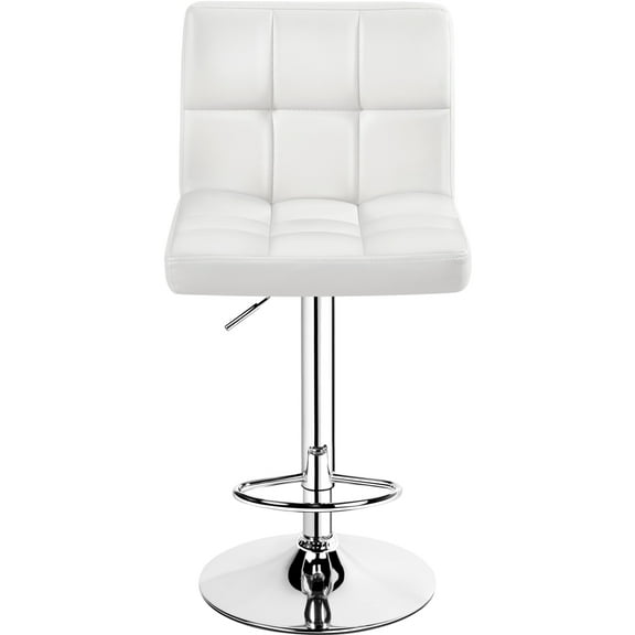 Renwick PU Leather Height Adjustable Bar Stool with Backrest, White