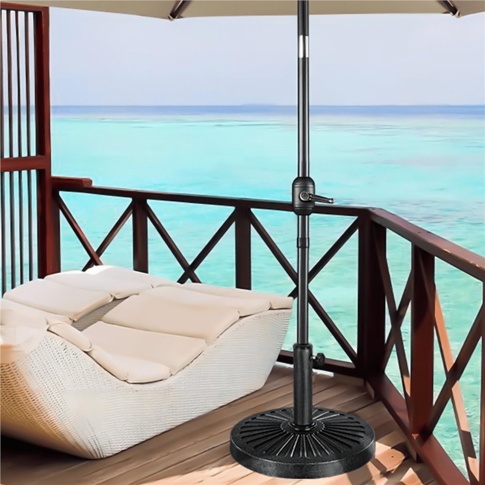 Renwick Patio Market Umbrella Base, 30 lb Round Resin, Black