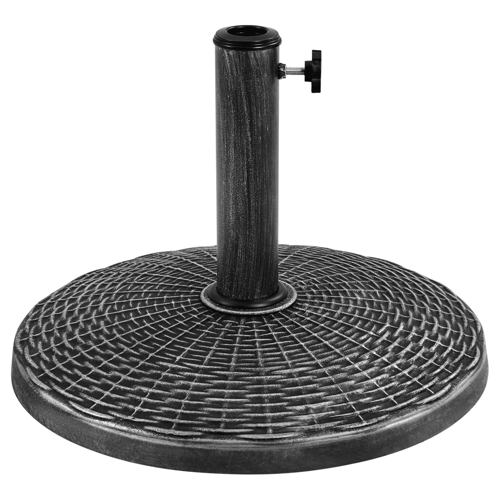 Renwick Patio Market Umbrella Base with Water-Resistant Coating, Rustic Silver