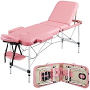 Renwick Portable Adjustable Massage Table with Metal Legs, Pink