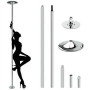 Renwick Portable Dance Pole 108.3 x 15.2 Silver Exercise Mat with Assembly Instruction