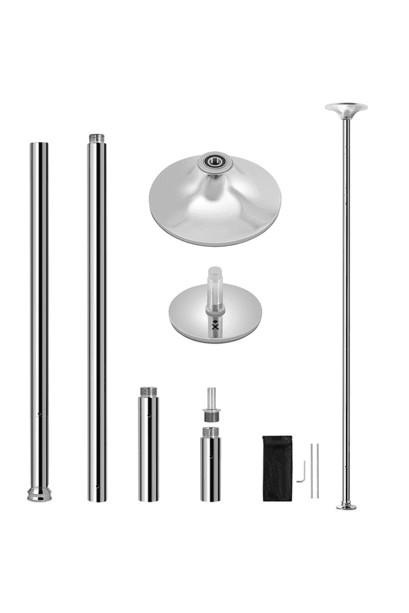 Portable Removable Home Dancing Pole, Height Adjustable 7'-9' Silver