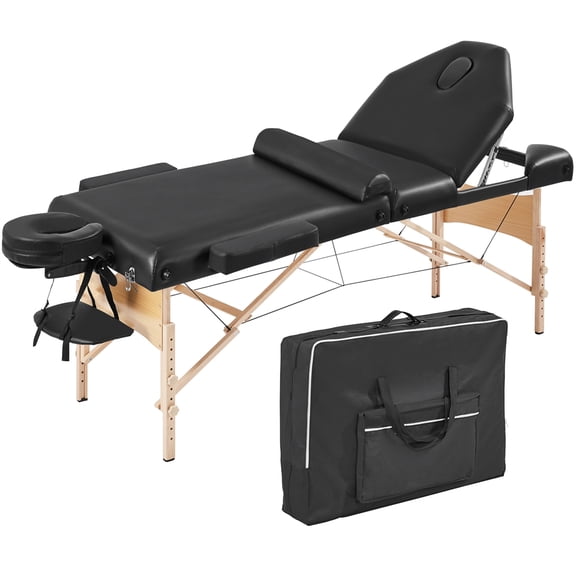 Renwick Professional Portable Massage Bed with Carrying Bag, Black