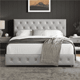 thumbnail image 1 of Renwick Queen Size Upholstered Bed Frame with Adjustable Headboard and 3 Drawers Storage, Adult,Light Gray, 1 of 10