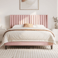 thumbnail image 1 of Renwick Queen Upholstered Platform Bed Frame with Channel Tufted Headboard, Pink, 1 of 10