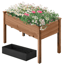 Renwick Rectangle Wood Garden Bed Raised Planters,Dark Brown