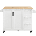 thumbnail image 1 of Renwick Rolling Kitchen Cart with Cabinets and Drawers, White, 1 of 8