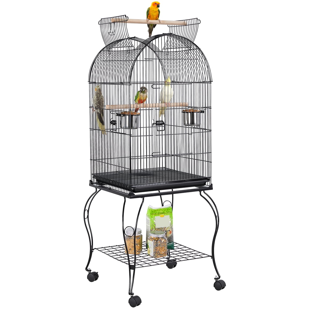 Renwick Rolling Metal Parrot Cage with Open Top For Small Birds