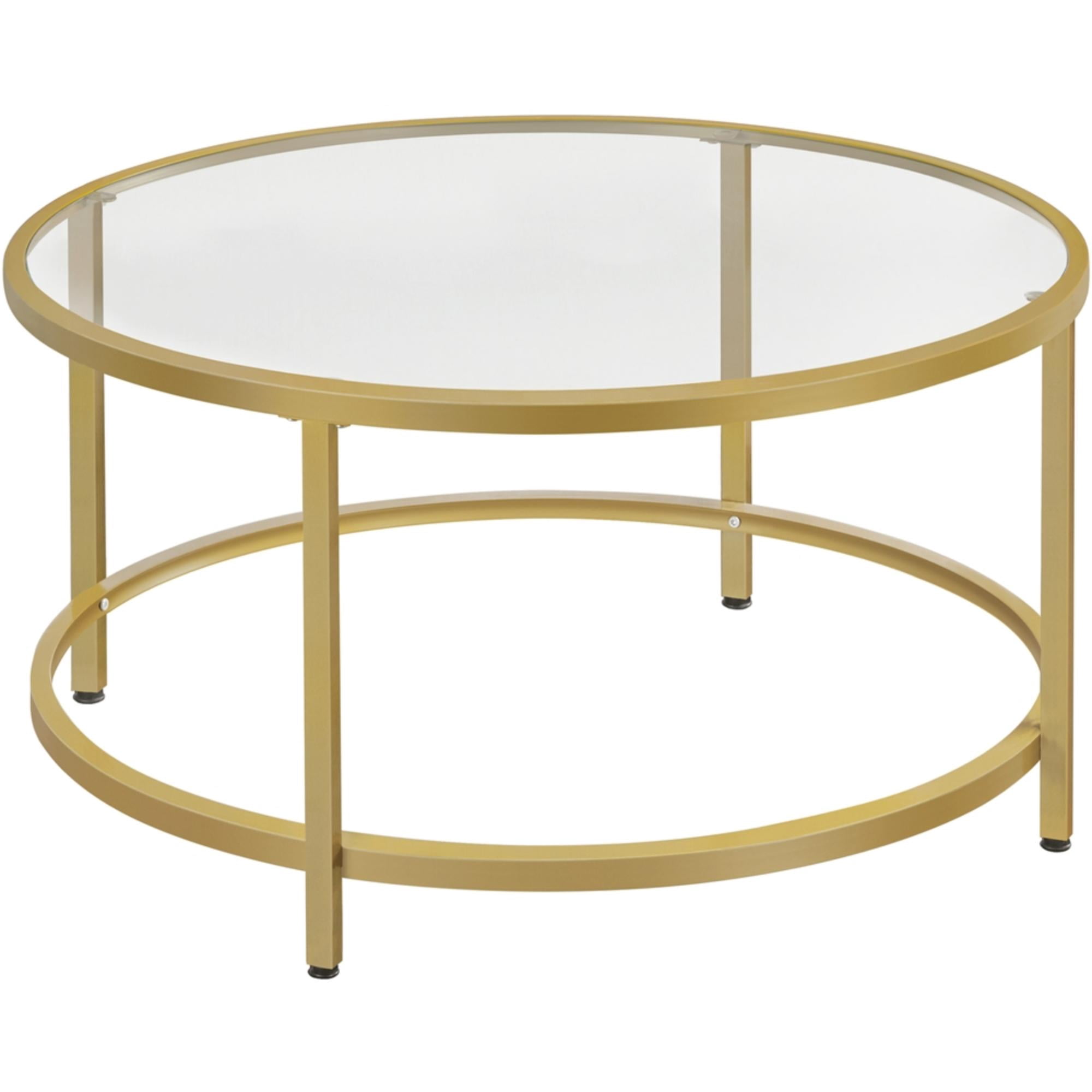 Renwick Round Glass Top Coffee Table for Livingroom, Gold