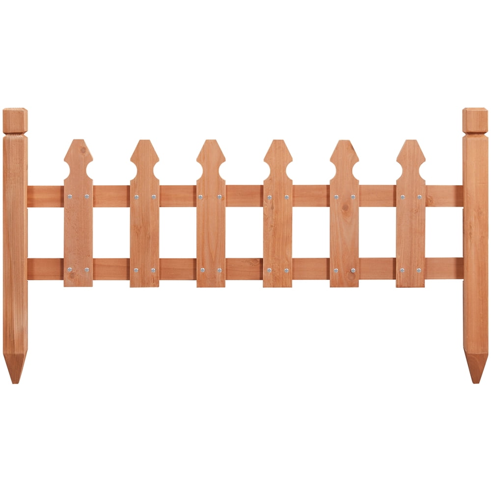 Renwick Rustic Wood Garden Picket Fence Border for Garden Decoration, Brown
