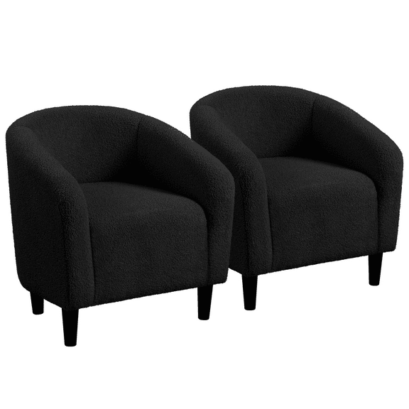 Renwick Set of 2 Boucle Upholstered Club Chair, Black