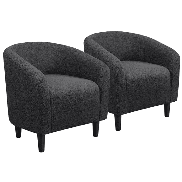 Renwick Set of 2 Boucle Upholstered Club Chair, Dark Gray
