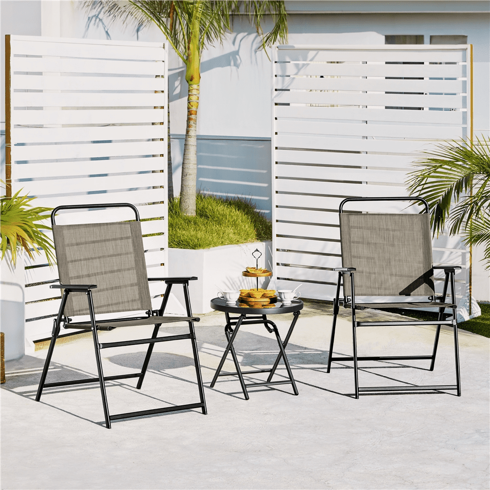 Renwick Set of 4 Outdoor Dining Chairs with Armrests and Backrest, Brown