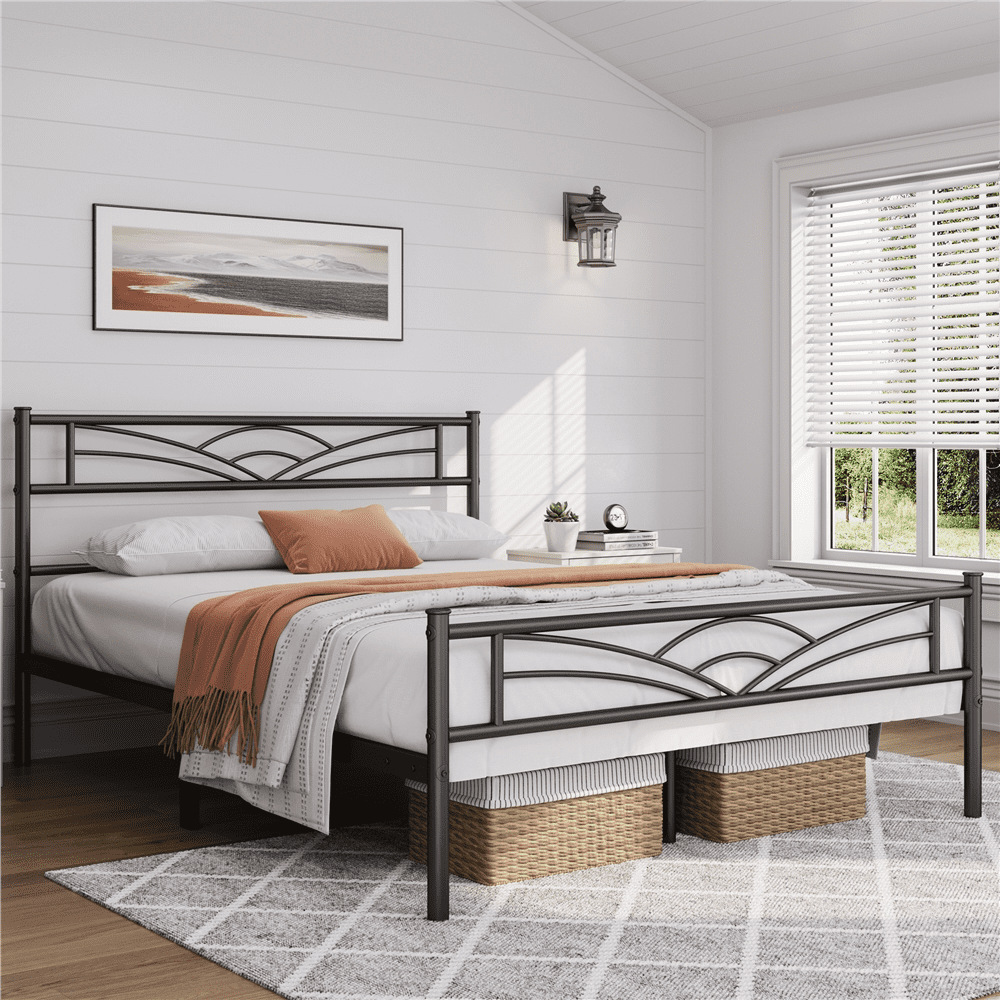 Bedrok Queen Size gegolfde bedrok met split hoeken, Queen Bed Rok 16