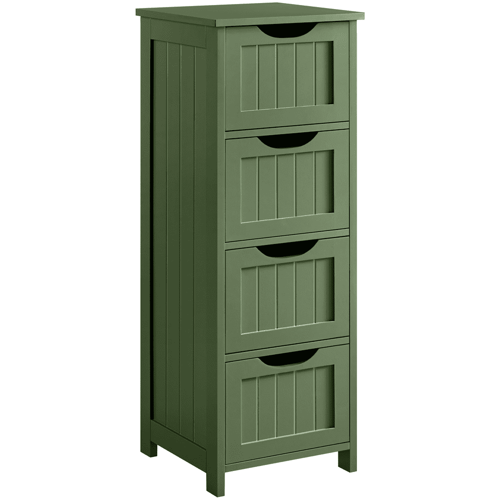 Renwick Slim Bathroom Floor Cabinet with 4 Drawers, Green