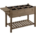 thumbnail image 1 of Renwick Solid Wood Elevated Planter Box with Removable Grow Grids, Dark Brown, 1 of 10