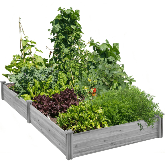 Renwick Stackable Wooden Garden Bed for Vegetable Flower Planting, Gray